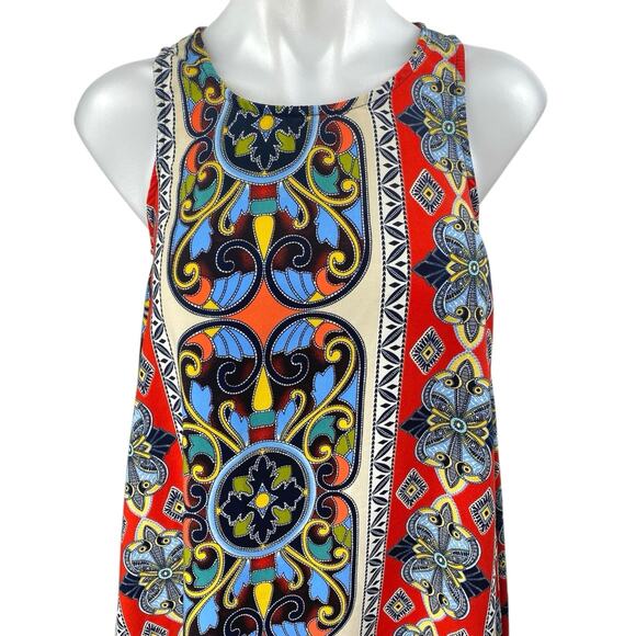 Black/Bead Multicolor Sleeveless Abstract Geometric Tank Mini Shift Dress Size S - Picture 3 of 5
